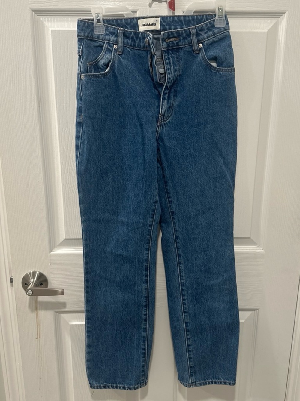 Rolla’s High Rise Straight Jeans in Blue